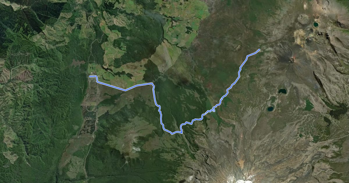 Маршрут Te Araroa - 04 Manawatū-Whanganui - d Mangatepopo to National Park на спутниковом снимке