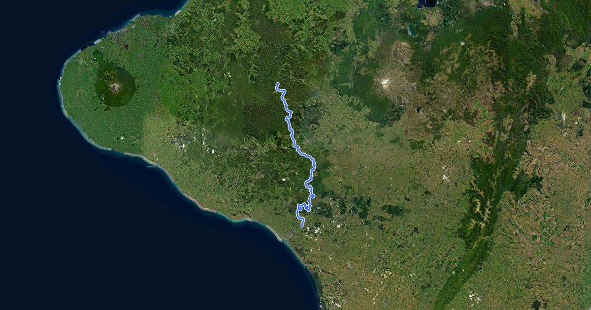 Маршрут Te Araroa - 04 Manawatū-Whanganui - f Whanganui River на спутниковом снимке