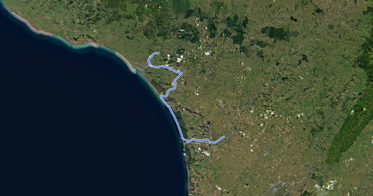 Маршрут Te Araroa - 04 Manawatū-Whanganui - g Whanganui to Bulls на спутниковом снимке
