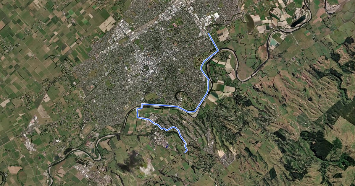 Маршрут Te Araroa - 04 Manawatū-Whanganui - k Palmerston North to Old West Road (SH57) на спутниковом снимке