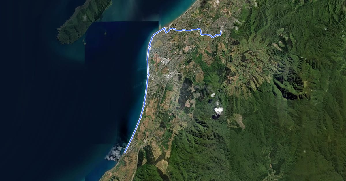 Маршрут Te Araroa - 05 Wellington - c Waikanae to Paekakariki на спутниковом снимке