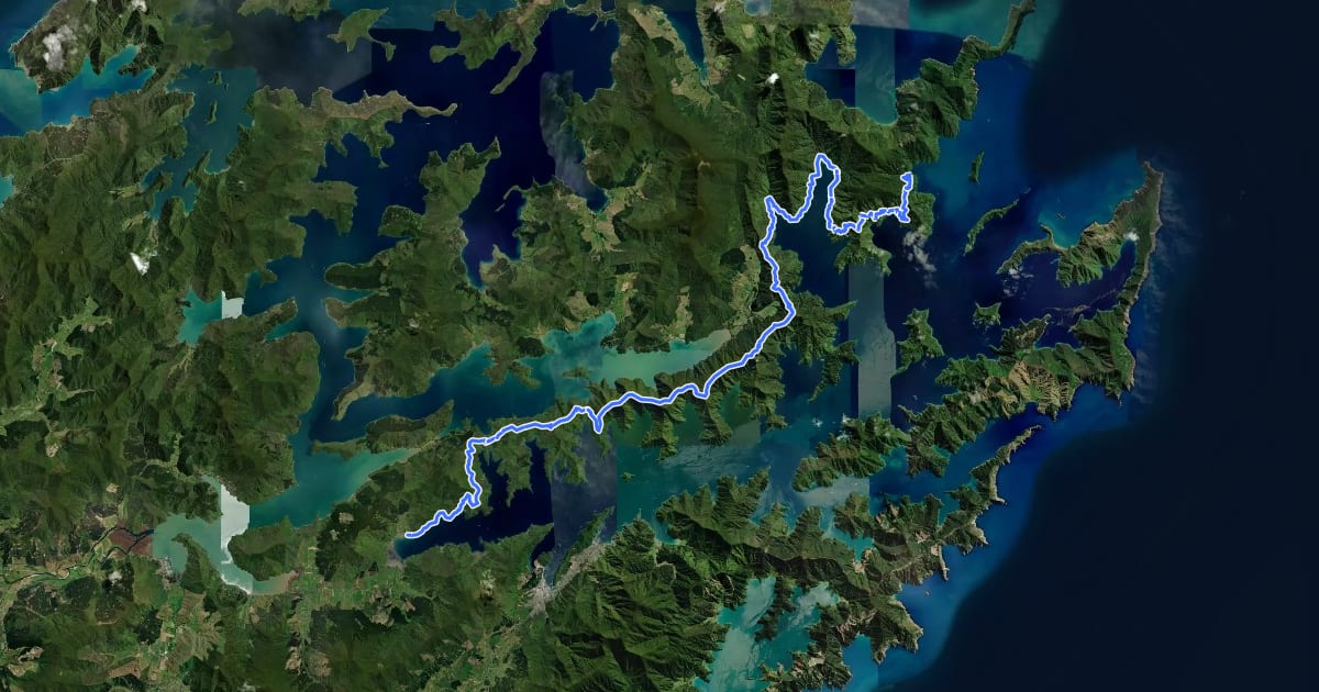 Маршрут Te Araroa - 06 Marlborough - a Ship Cove to Anakiwa на спутниковом снимке