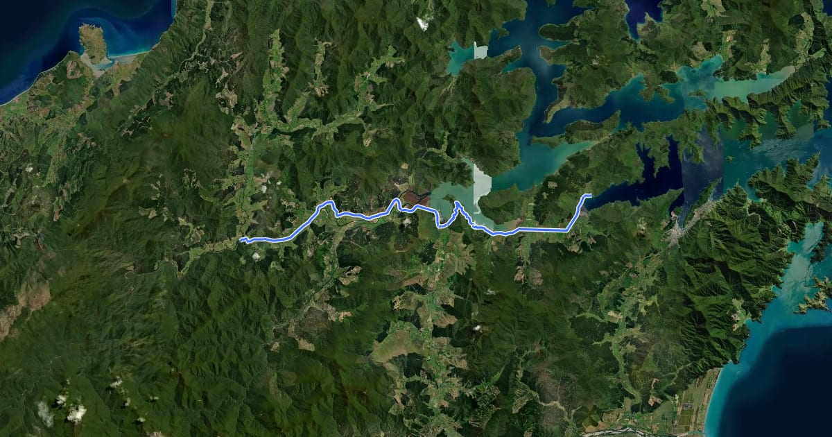 Маршрут Te Araroa - 06 Marlborough - b Anakiwa to Pelorus Bridge на спутниковом снимке