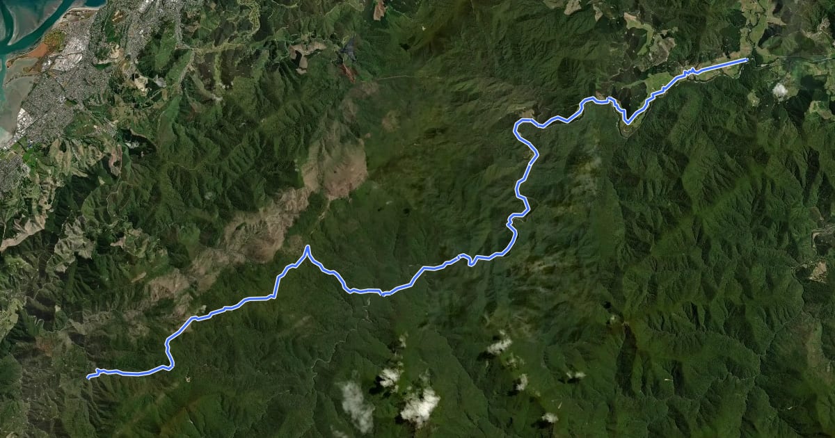 Маршрут Te Araroa - 06 Marlborough - c Pelorus Bridge to Hacket Hutt на спутниковом снимке