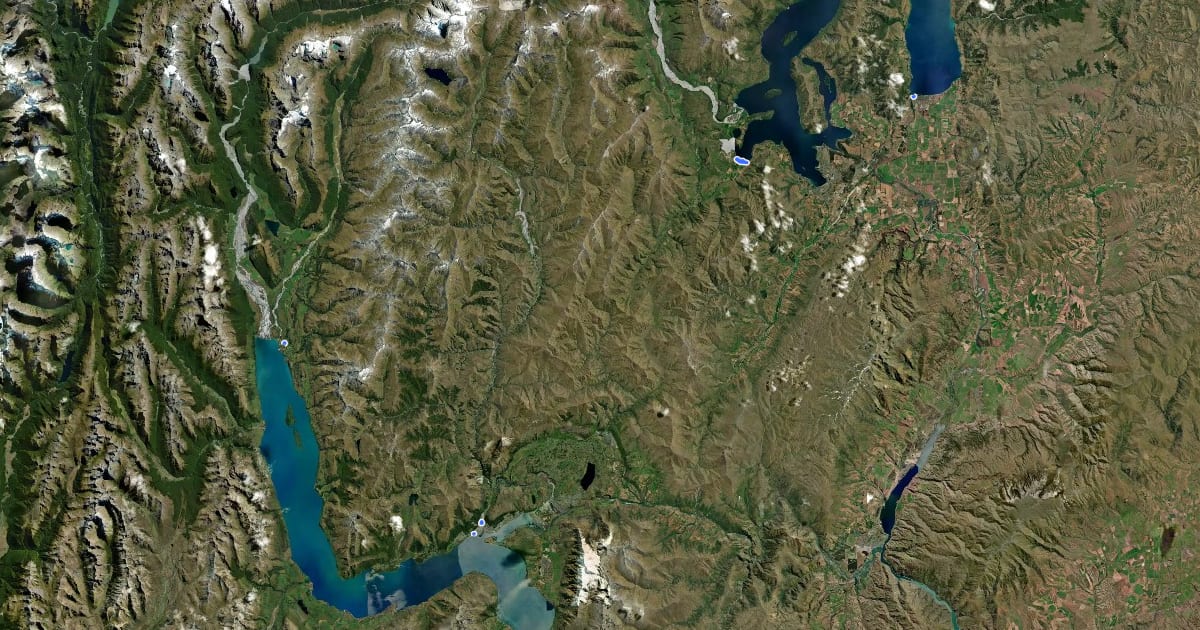Маршрут Te Araroa - 10 Otago - facilities на спутниковом снимке