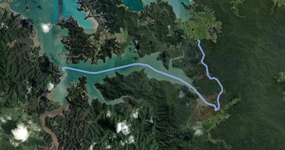 Маршрут Te Araroa - alternative route на спутниковом снимке