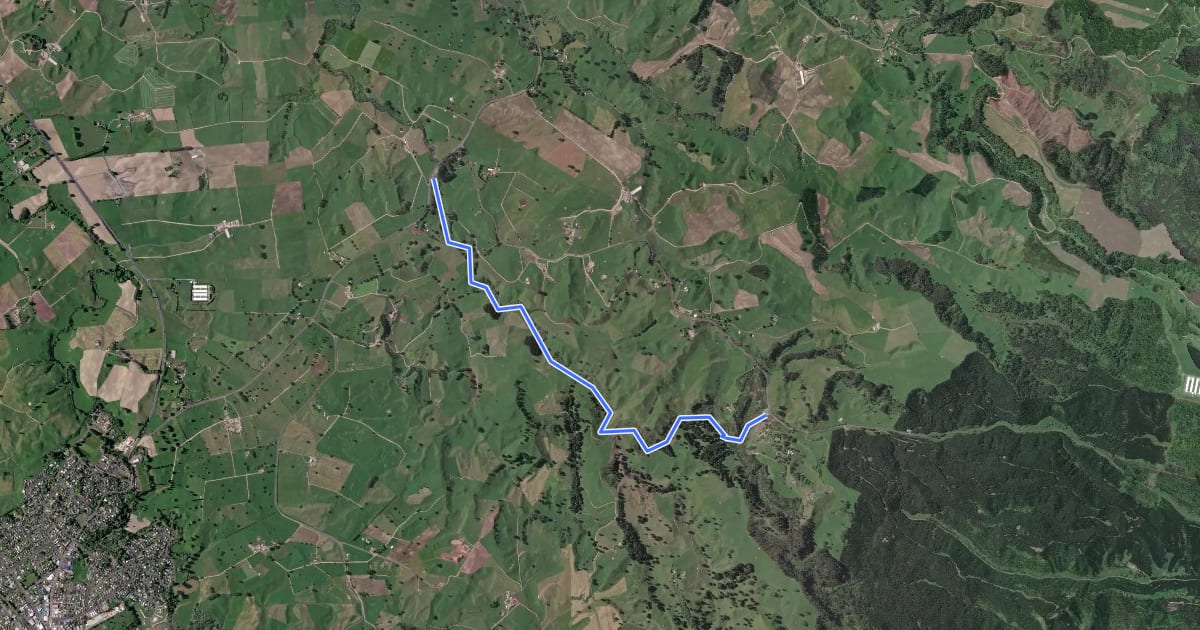 Маршрут Te Waihou Walkway на спутниковом снимке