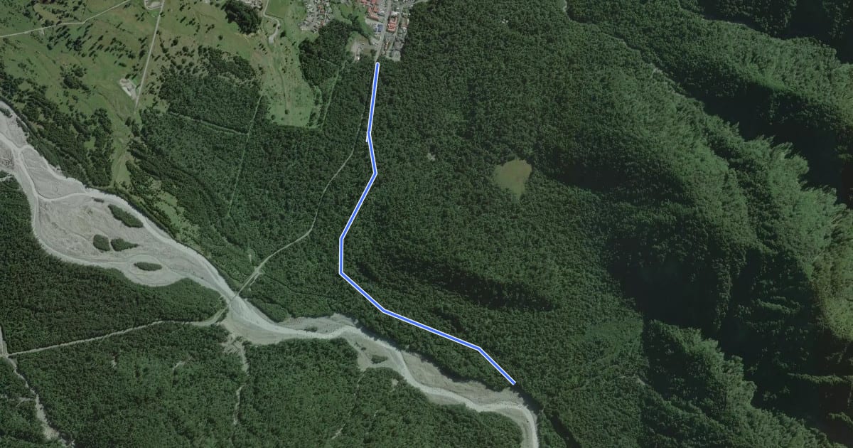 Маршрут Te Weheka Cycleway на спутниковом снимке