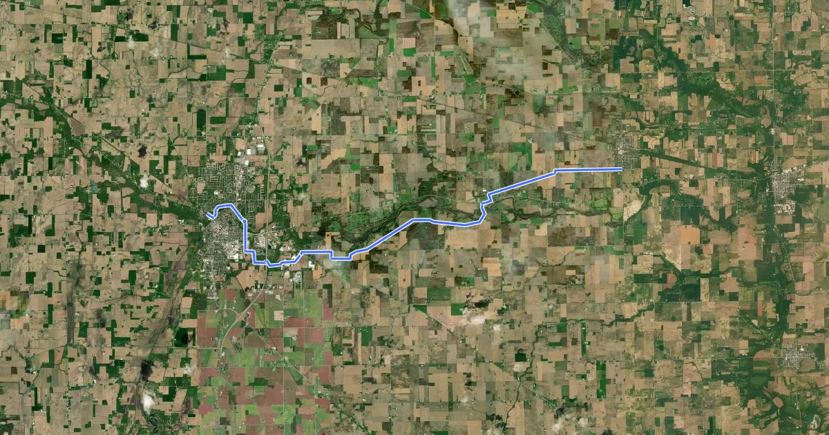 Маршрут Tecumseh Multi-use Trail на спутниковом снимке