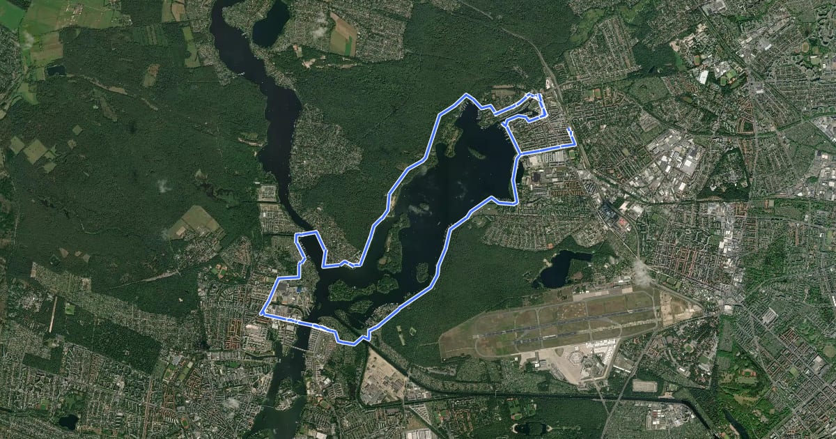 Маршрут Tegeler See Route на спутниковом снимке
