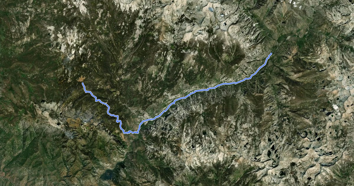 Маршрут Tehipite Trail на спутниковом снимке