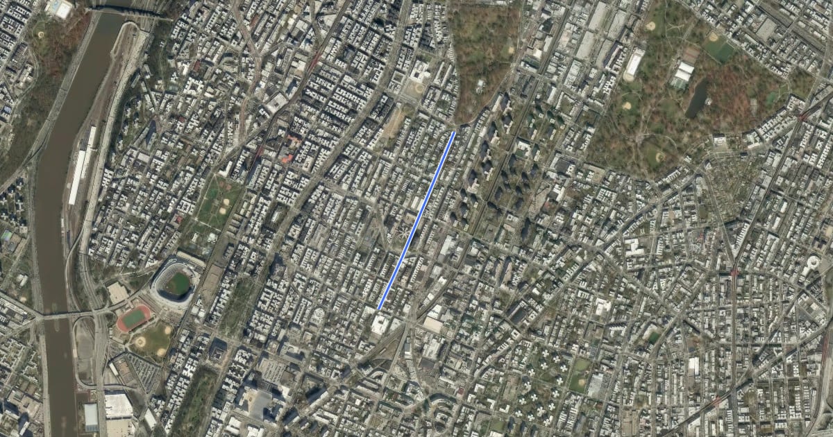 Маршрут Teller Avenue на спутниковом снимке