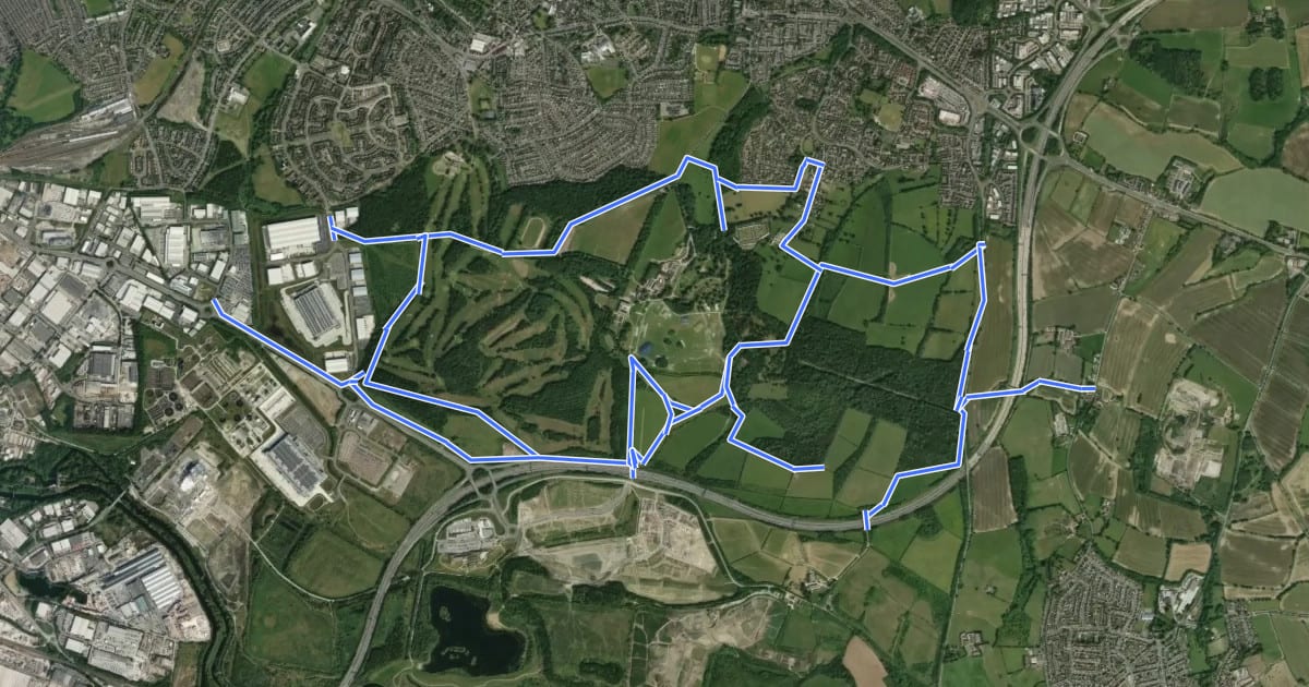 Маршрут Temple Newsam Trailway на спутниковом снимке