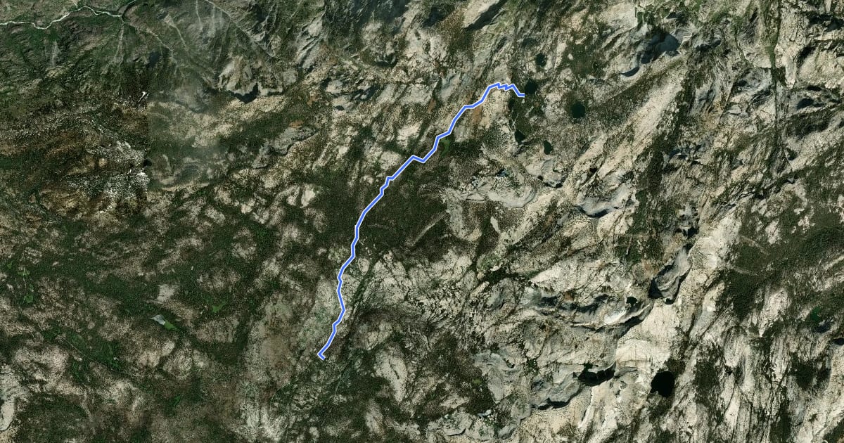 Маршрут Ten Lakes Trail на спутниковом снимке