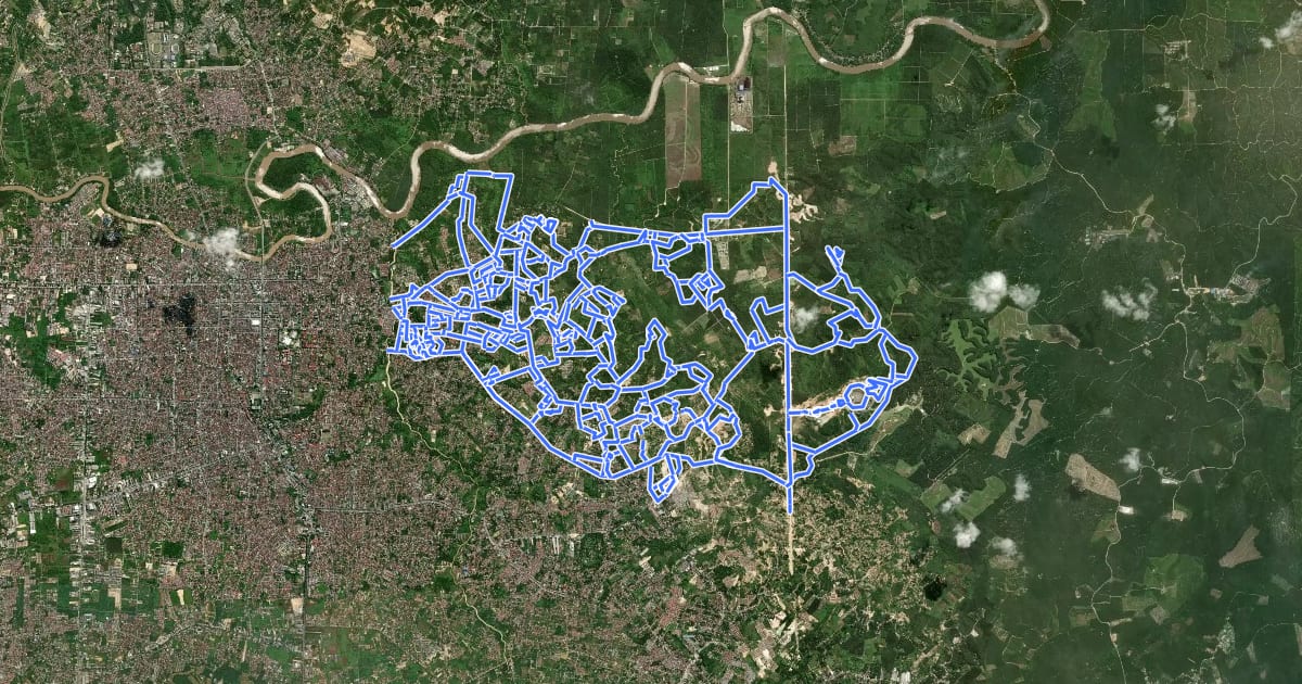 Маршрут Tenayan MTB Rute All на спутниковом снимке