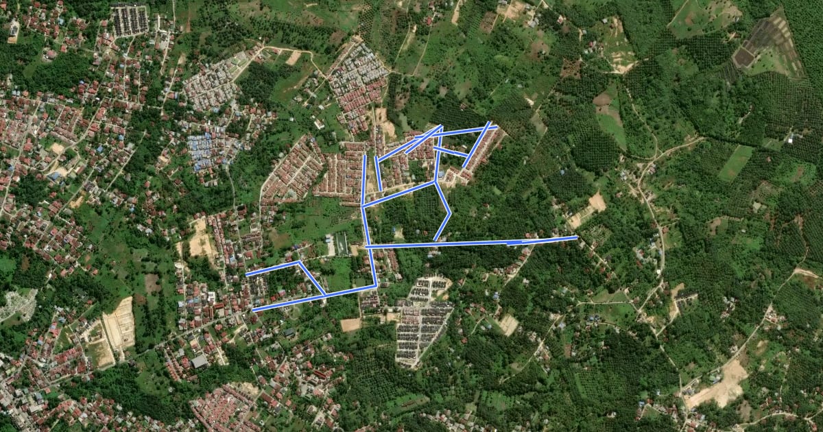 Маршрут Tenayan MTB Rute Aura Puri на спутниковом снимке