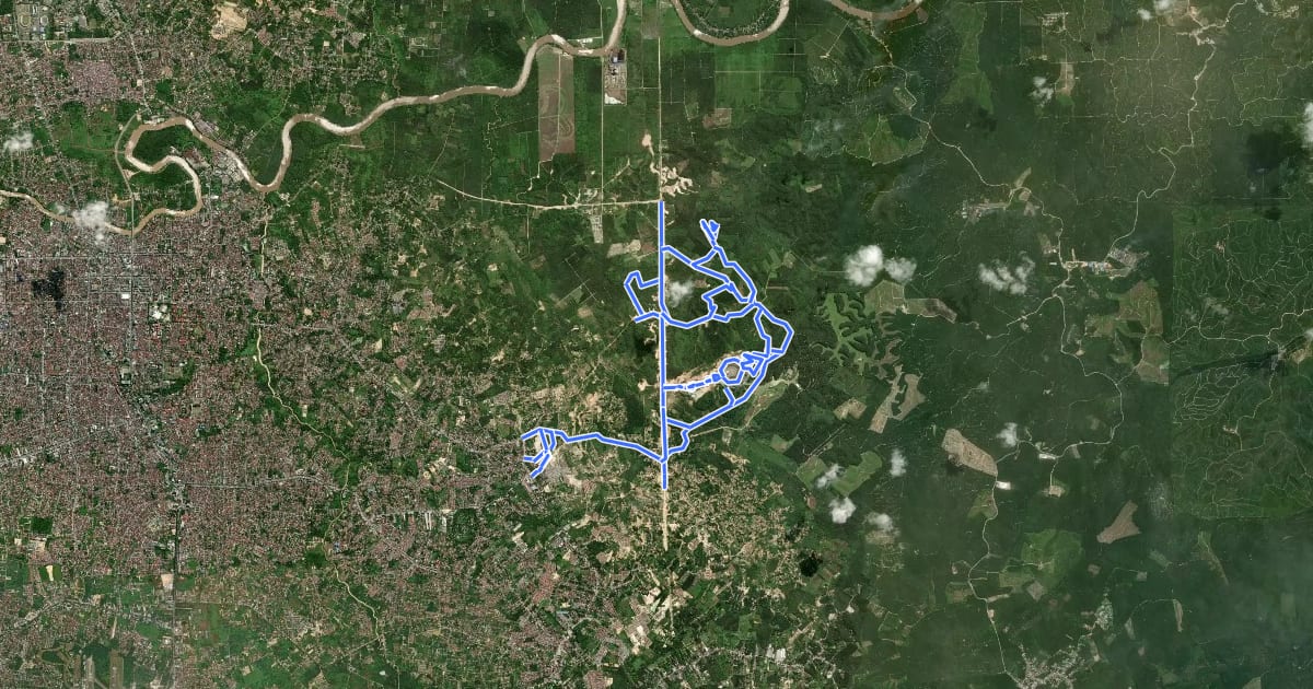Маршрут Tenayan MTB Rute Badak на спутниковом снимке
