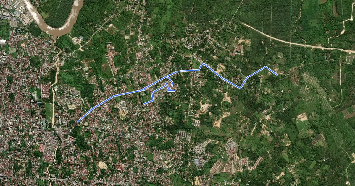 Маршрут Tenayan MTB Rute Karya Bhakti на спутниковом снимке