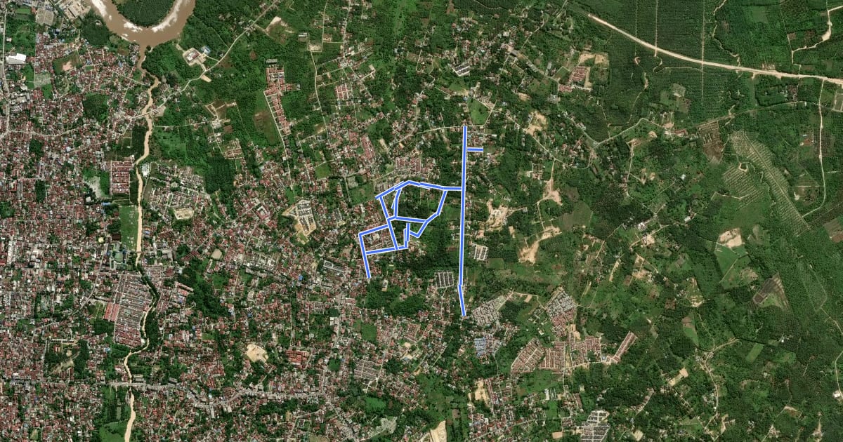 Маршрут Tenayan MTB Rute Kolam на спутниковом снимке