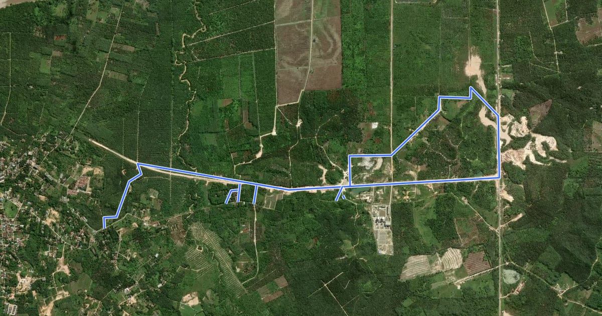 Маршрут Tenayan MTB Rute PLTU на спутниковом снимке