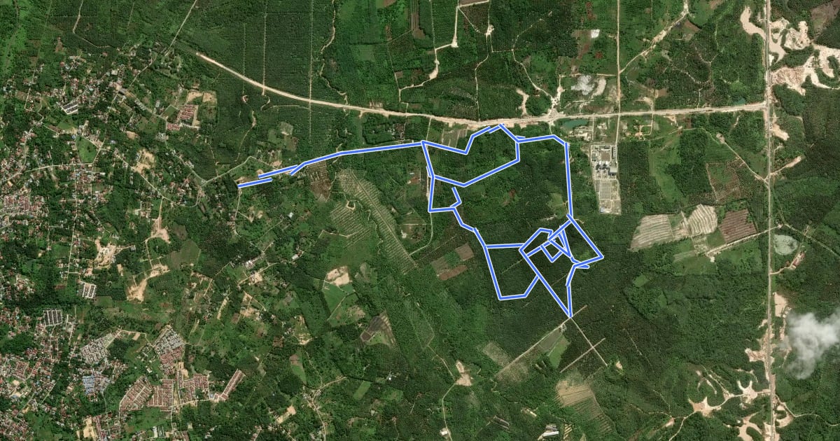 Маршрут Tenayan MTB Rute Rawa Panjang на спутниковом снимке