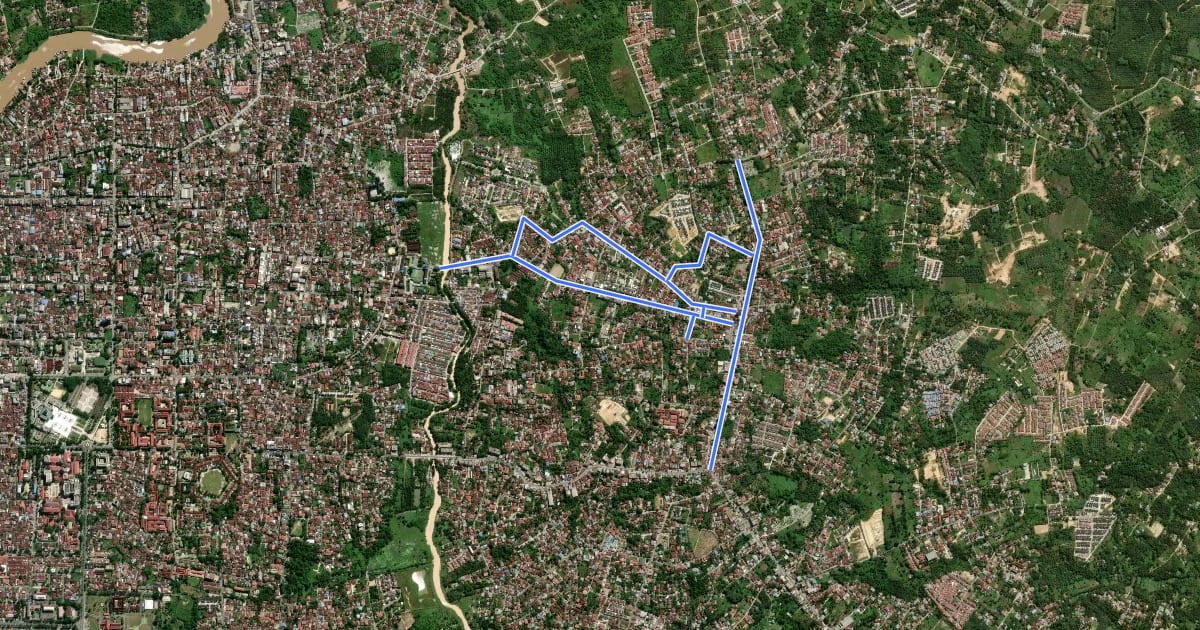 Маршрут Tenayan MTB Rute Sail на спутниковом снимке