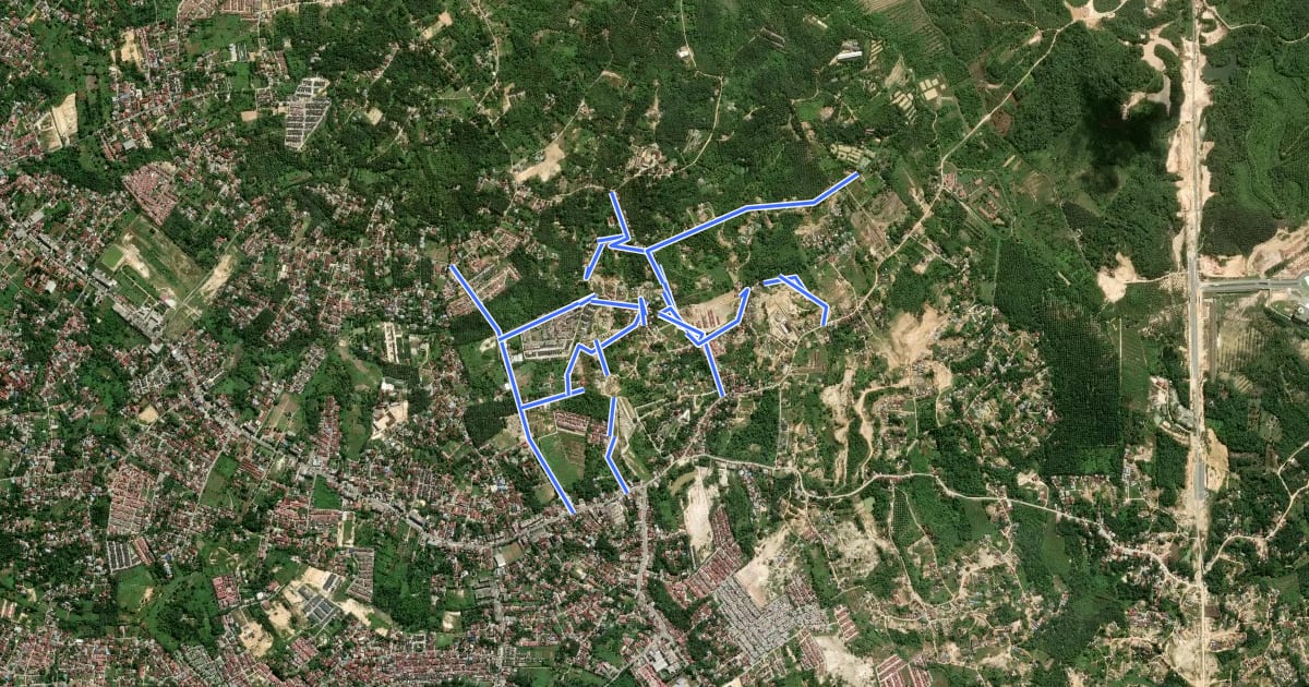 Маршрут Tenayan MTB Rute Sentosa на спутниковом снимке