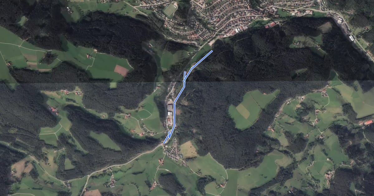 Маршрут Tennenbronn Am Dorfweiher - Bruck Am Schützen на спутниковом снимке