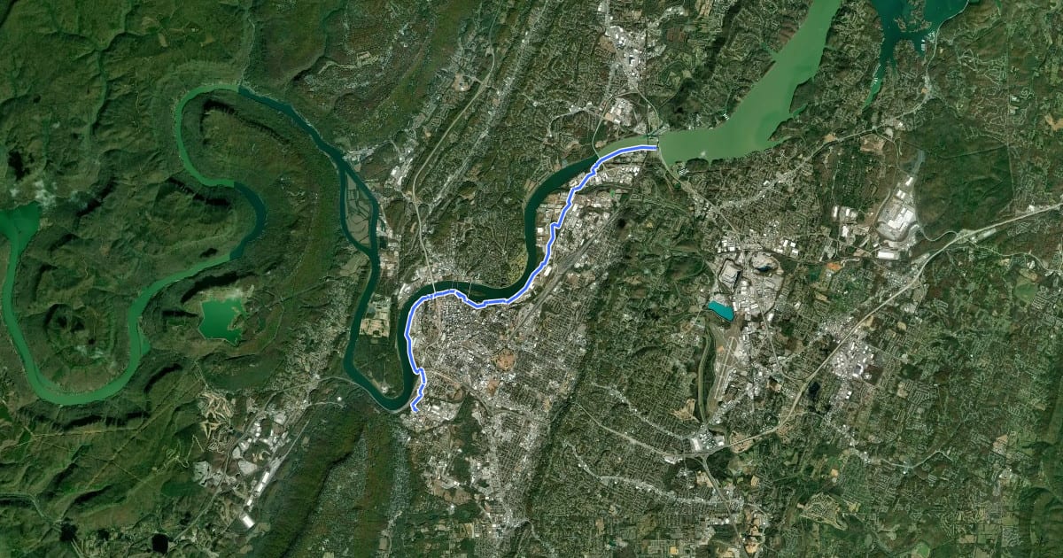 Маршрут Tennessee Riverwalk на спутниковом снимке