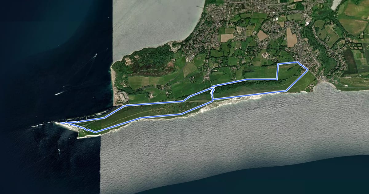 Маршрут Tennyson Down Trail, Isle of Wight на спутниковом снимке