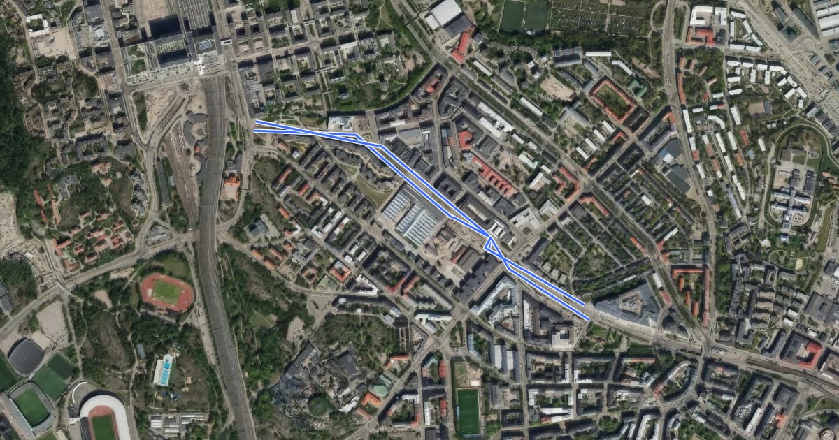 Маршрут Teollisuuskatu на спутниковом снимке