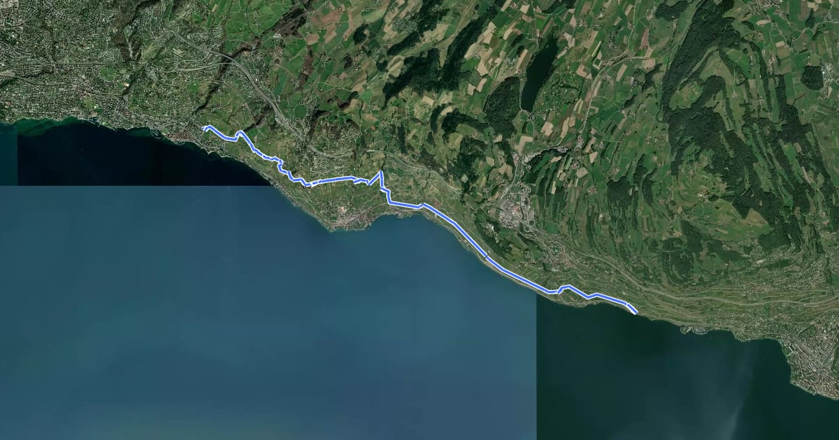 Маршрут Terasses de Lavaux на спутниковом снимке