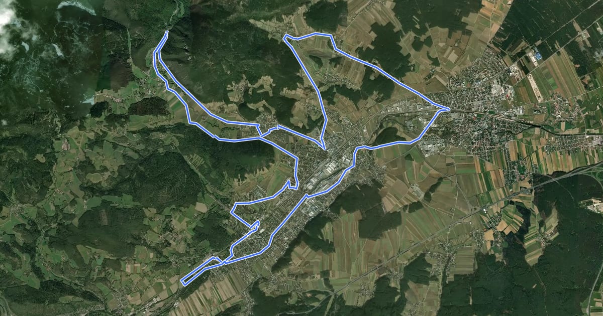 Маршрут Ternitz Radweg 1 на спутниковом снимке