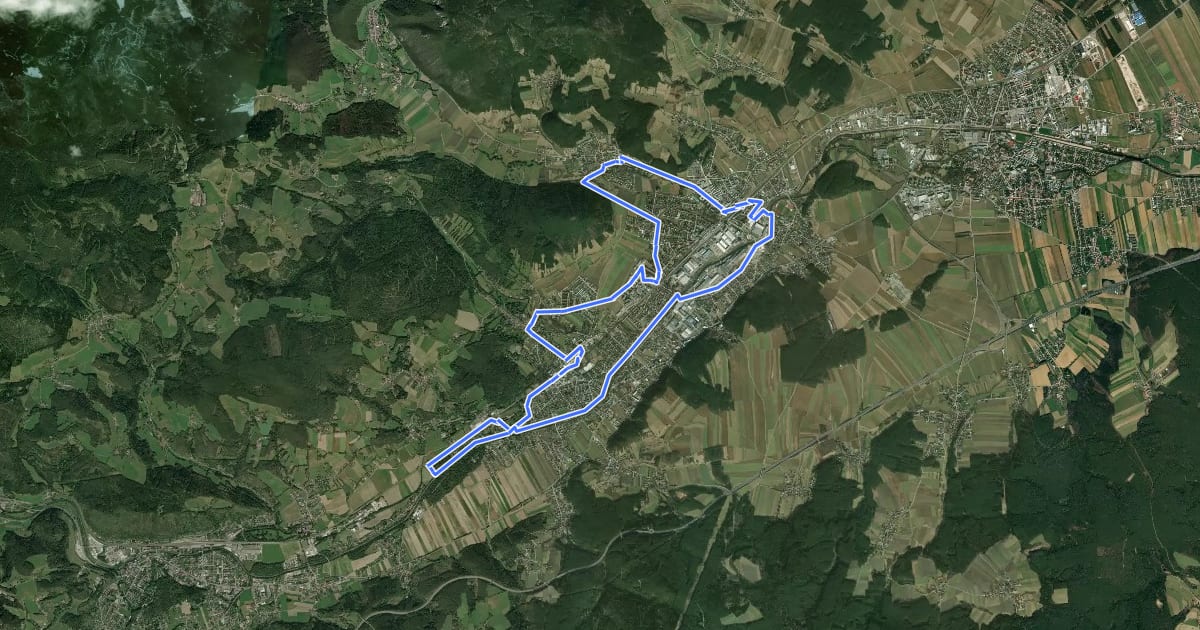 Маршрут Ternitz Radweg 2 на спутниковом снимке