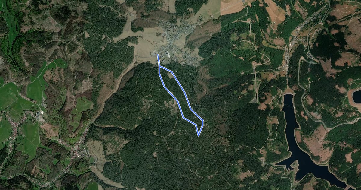 Маршрут Terrainkurweg Masserberg - Zum Dreiherrenstein (TKW 2) на спутниковом снимке