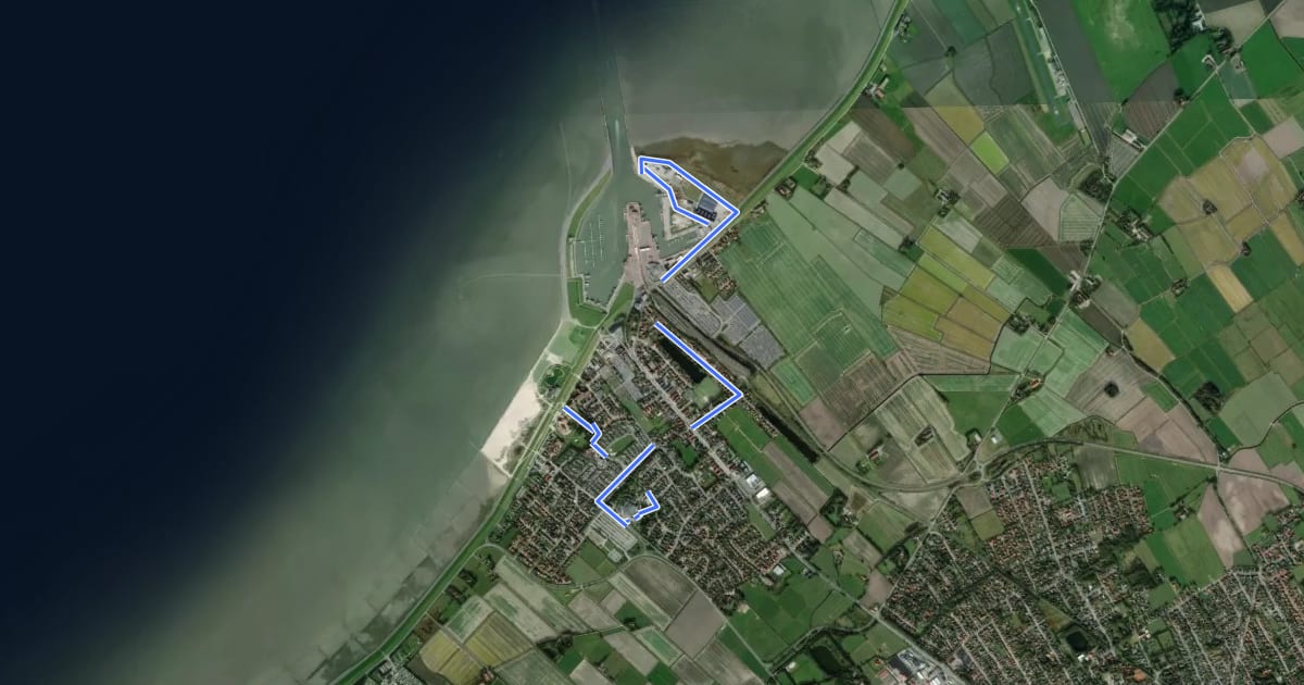 Маршрут Terrainkurweg "TW 5 Rund um den Hafen" на спутниковом снимке