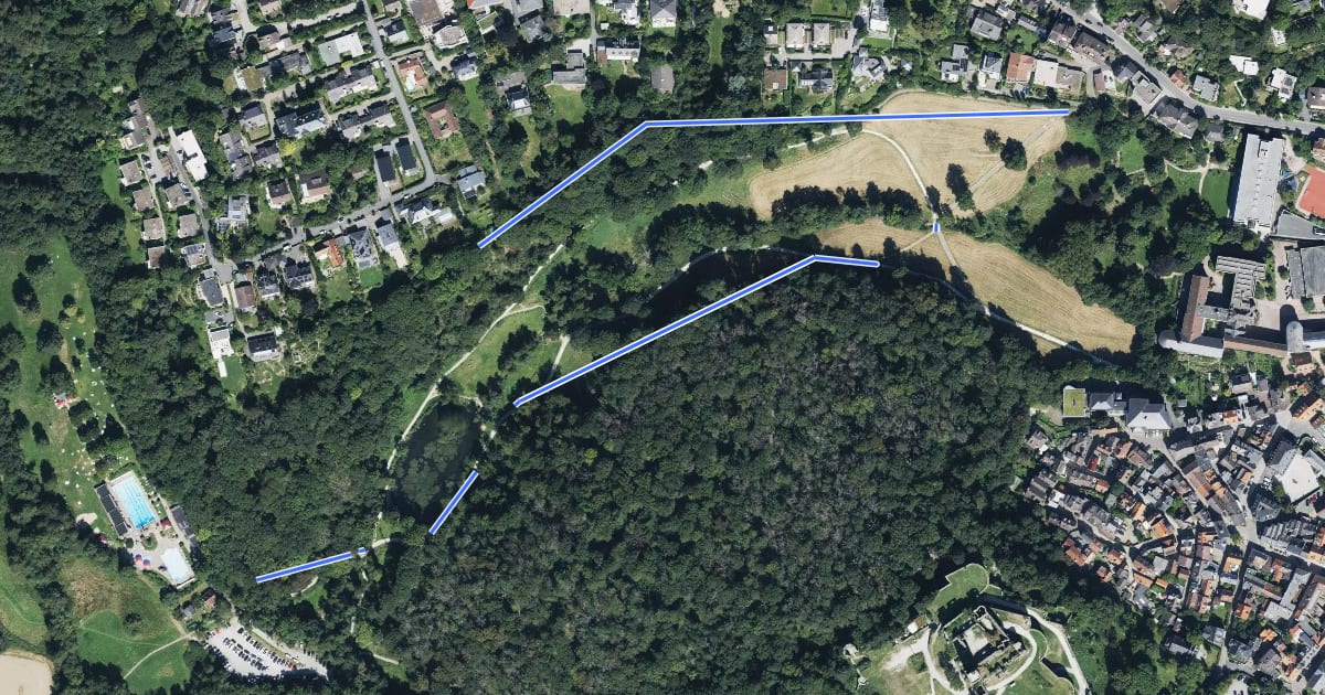 Маршрут Terrainkurweg Woogtal-Panoramaweg на спутниковом снимке