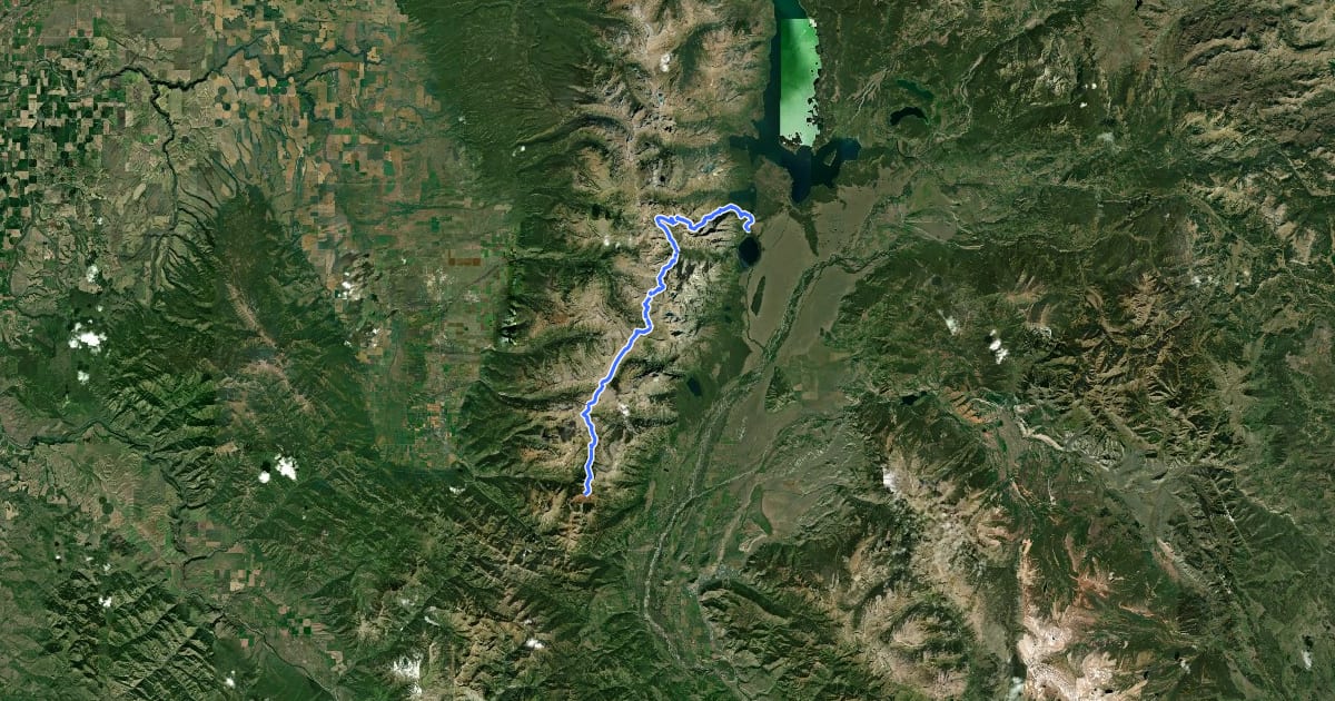Маршрут Teton Crest Trail на спутниковом снимке