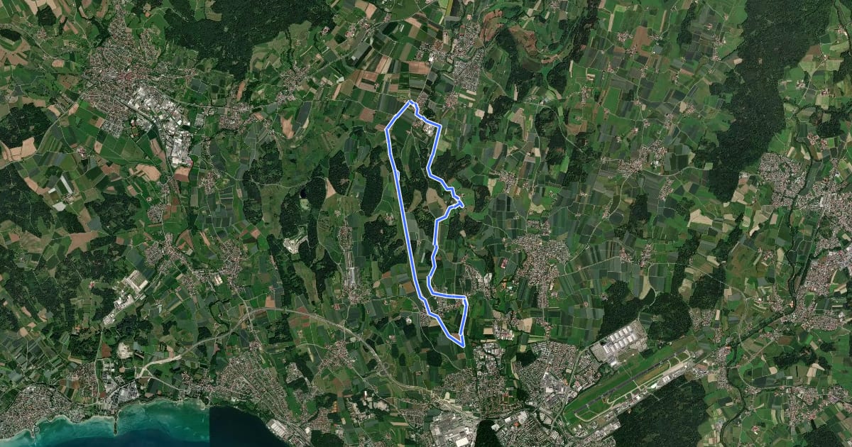 Маршрут Teuringertal Bahnweg ("Wandern in Friedrichshafen") на спутниковом снимке