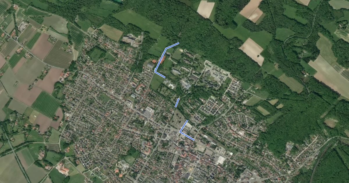 Маршрут TeutoSchleife Canyon Blick ZUWEG Lengerich Rathausplatz на спутниковом снимке
