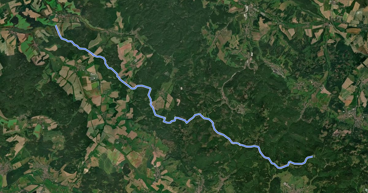 Маршрут Thüringen-Hessen-Rhein-Wanderweg 01, Großer Inselsberg – Oberellen на спутниковом снимке