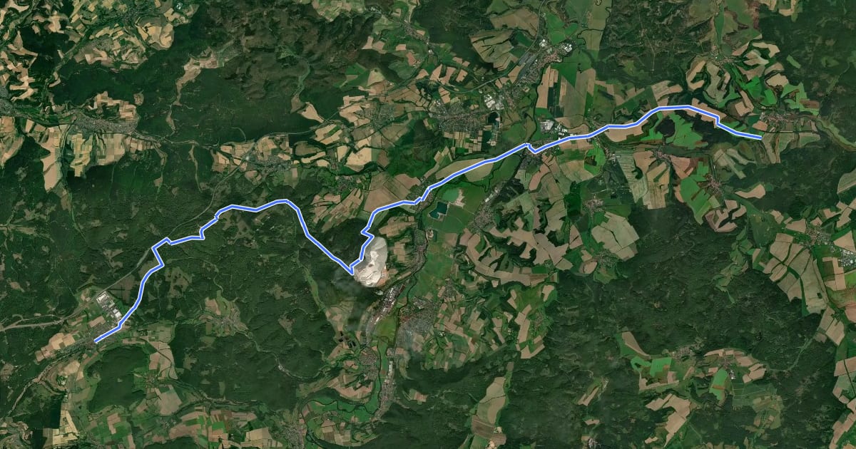 Маршрут Thüringen-Hessen-Rhein-Wanderweg 02, Oberellen - Friedewald на спутниковом снимке