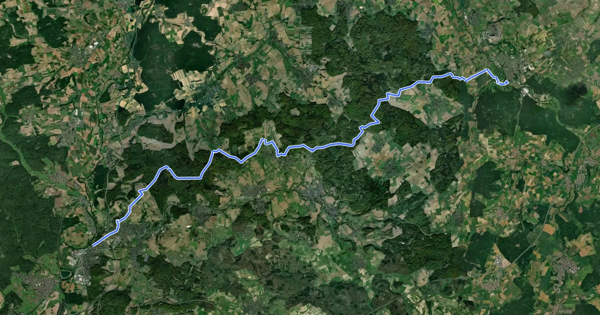 Маршрут Thüringen-Hessen-Rhein-Wanderweg 06, Homberg (Ohm) - Lollar на спутниковом снимке