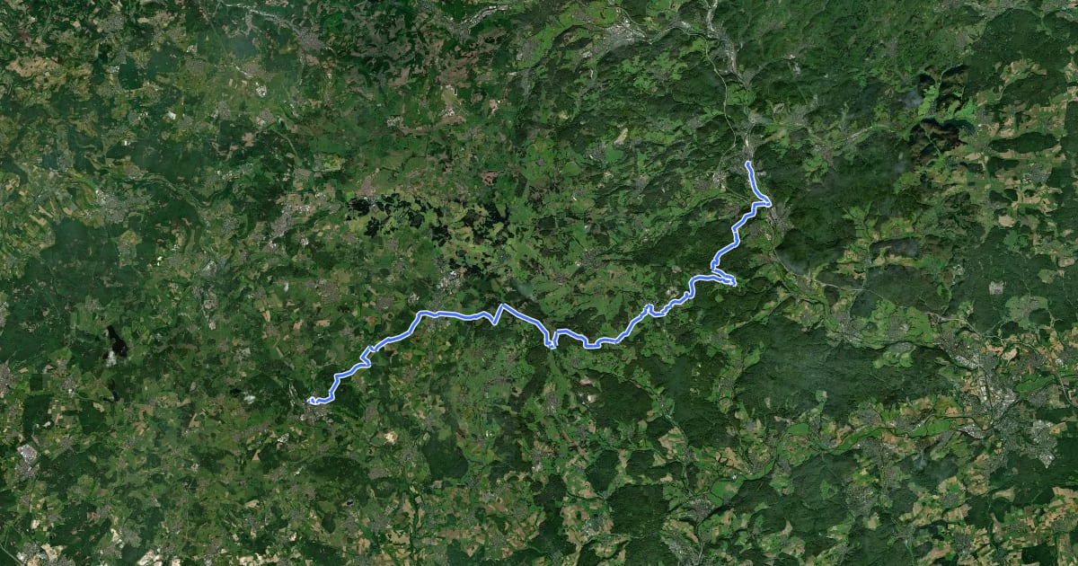 Маршрут Thüringen-Hessen-Rhein-Wanderweg 08, Herborn - Westerburg на спутниковом снимке