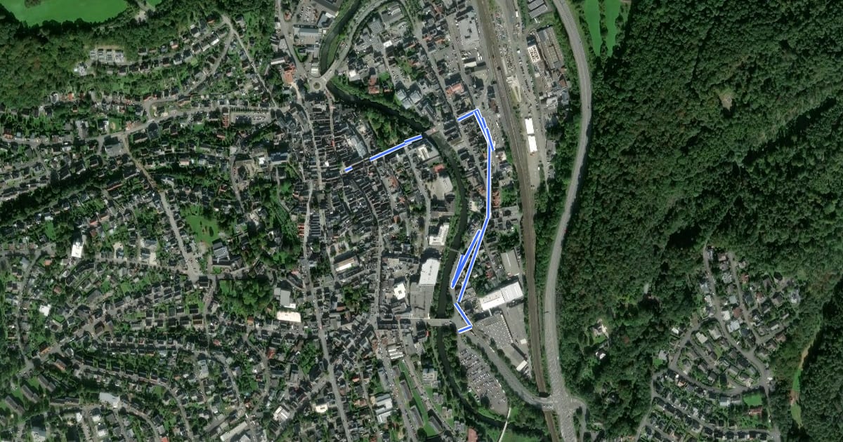 Маршрут Thüringen-Hessen-Rhein-Wanderweg 08, Zuweg Herborn на спутниковом снимке