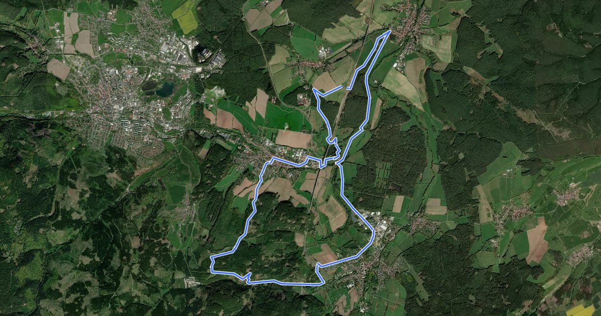 Маршрут Thüringen, Zum Hexenstein на спутниковом снимке