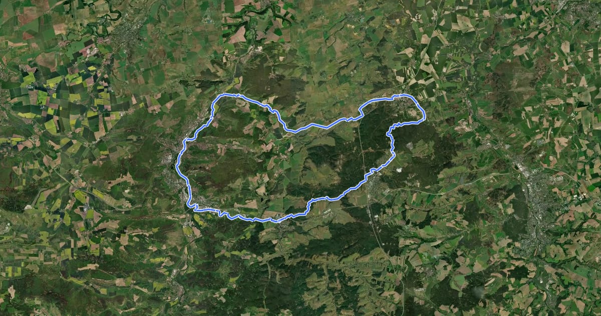 Маршрут Thüringer Mühlenradweg на спутниковом снимке