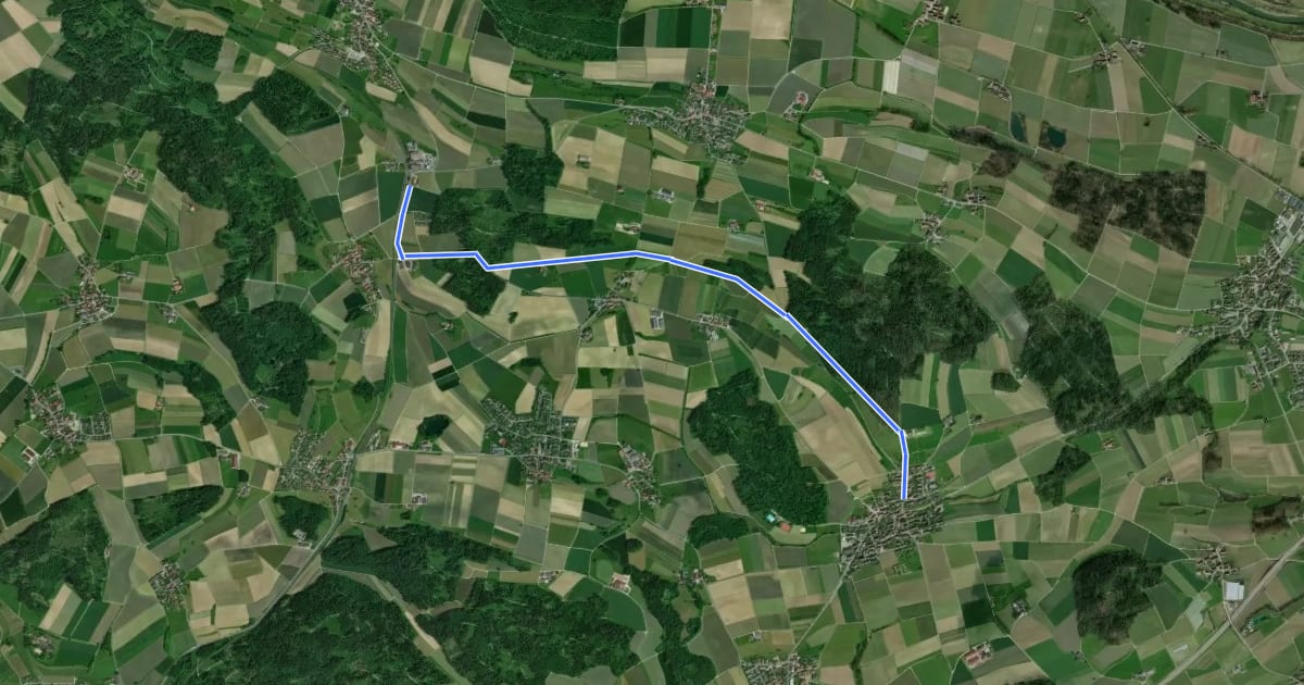Маршрут Thalheim-Altikon – Rickenbach на спутниковом снимке