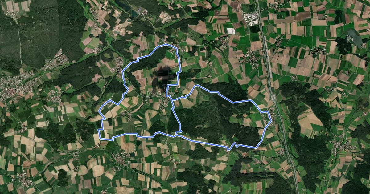 Маршрут Thalmässing 9 (Grenzwanderweg) на спутниковом снимке