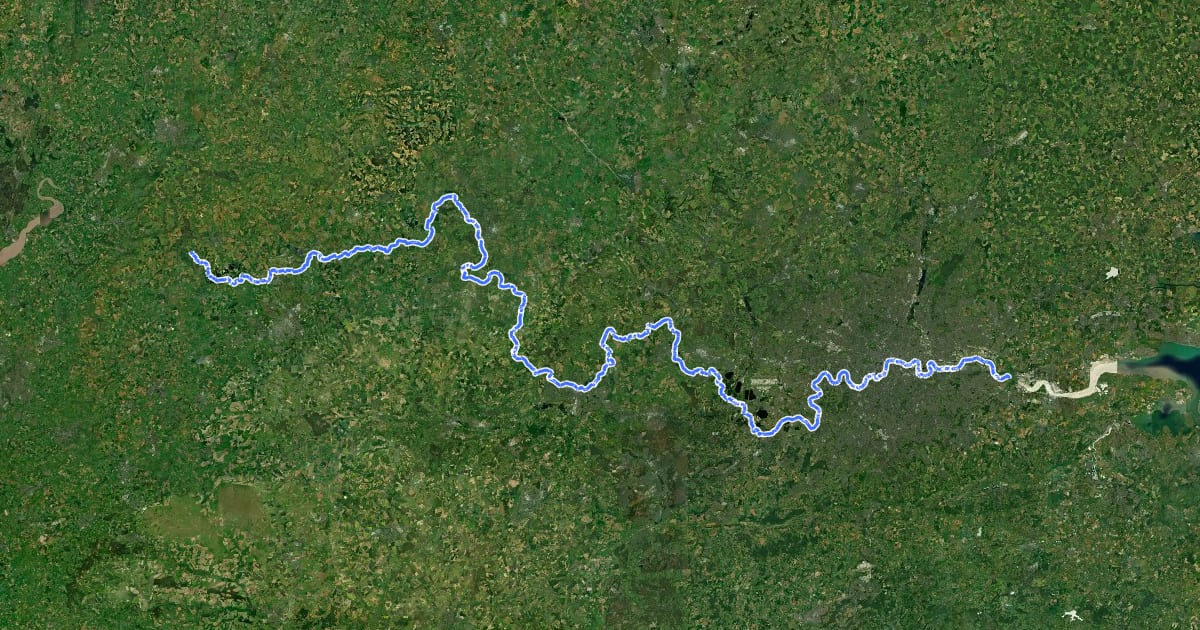 Маршрут Thames Path на спутниковом снимке